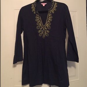 Lilly Pulitzer Sarasota Beaded Tunic True Navy Lightweight